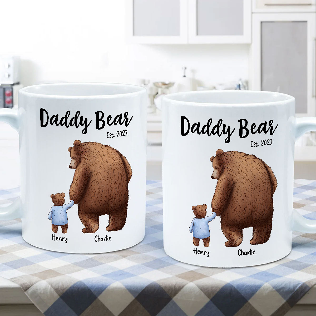 Daddy Bear Papa Bear Fathers Day Gift For Husband Dad Grandpa Personalized Mug