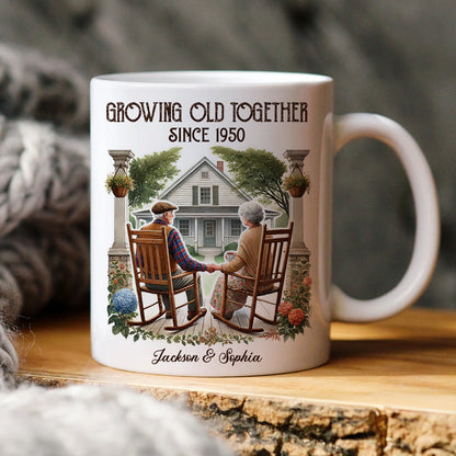 Couple Sitting On The Porch Growing Old Together Since Personalized Mug, Heartfelt Gift For Couple, For Him, For Her, Husband, Wife