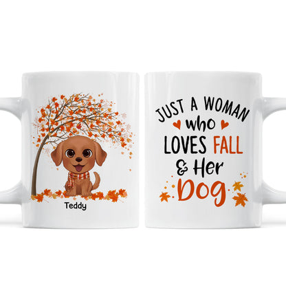 Fall Season Watercolor Cute Dogs Just Girl Who Loves Fall And Her Dogs Personalized Mug