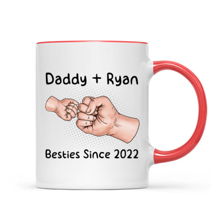 Daddy And Kid Hands Fist Bump Besties Since Personalized Mug