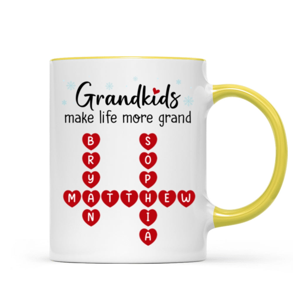 Grandkids Make Life Grand Crossword Puzzle Art Christmas Gift For Grandma Personalized Mug