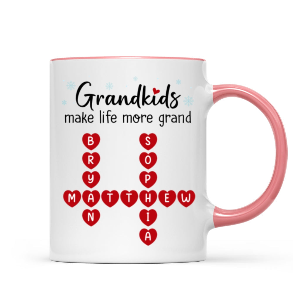 Grandkids Make Life Grand Crossword Puzzle Art Christmas Gift For Grandma Personalized Mug