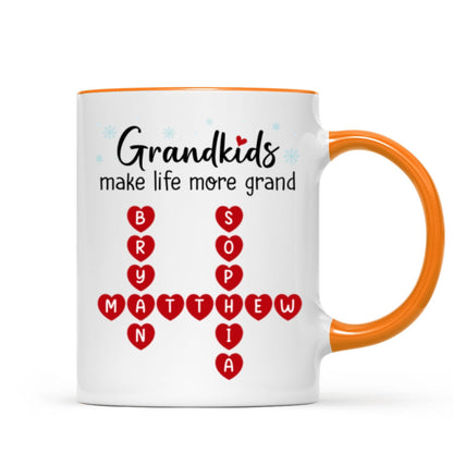 Grandkids Make Life Grand Crossword Puzzle Art Christmas Gift For Grandma Personalized Mug