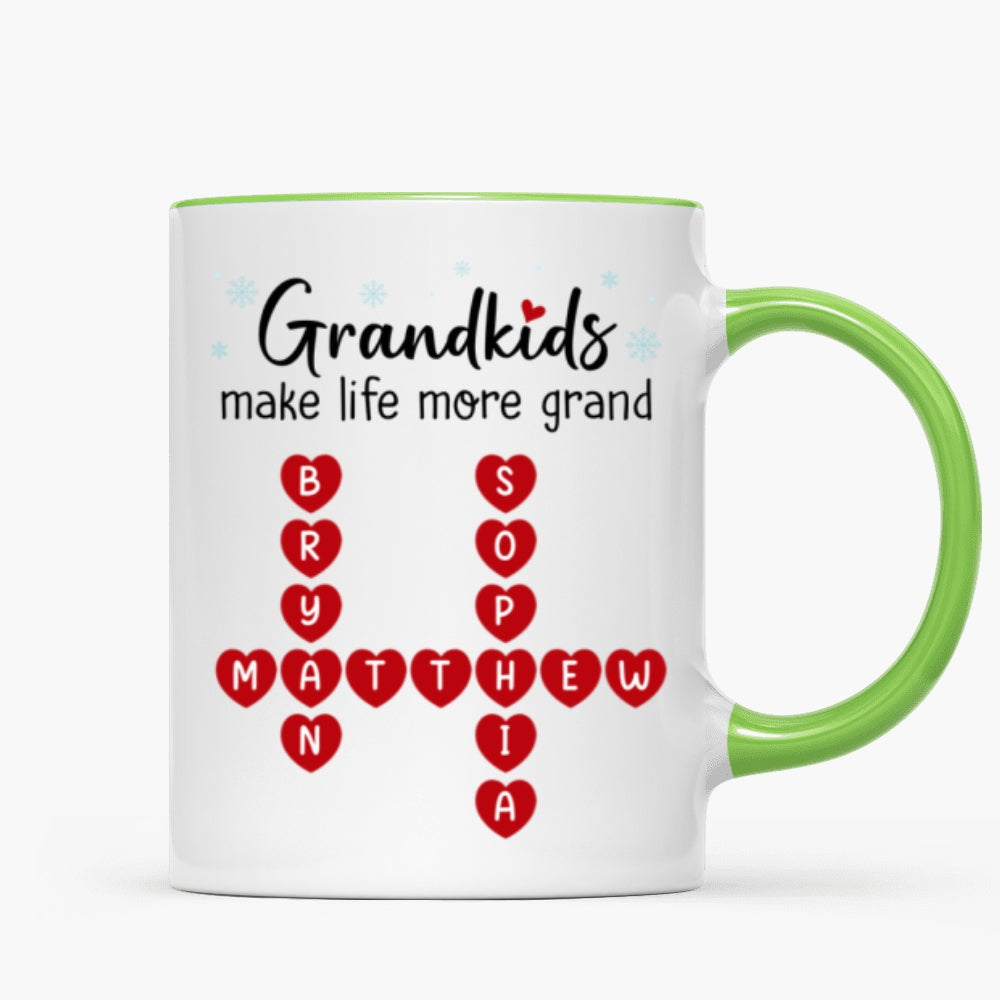 Grandkids Make Life Grand Crossword Puzzle Art Christmas Gift For Grandma Personalized Mug