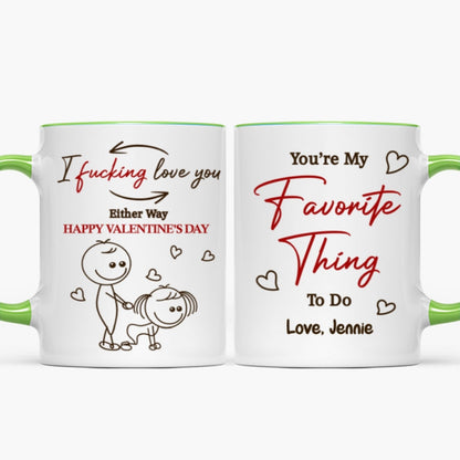 I Fcking Love You Funny Inappropriate Stick Couple - Personalized Mug - Valentine's Day Gift For Him, For Her