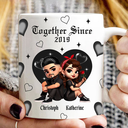 Pretty Couple Roses Heart Together Since Personalized AOP Mug, Gift, Anniversary Gift for Couples
