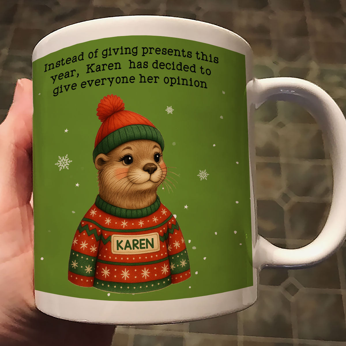 Funny Otter Christmas White Elephant Gift Exchange - Personalized Mug - Office Humor, Secret Santa