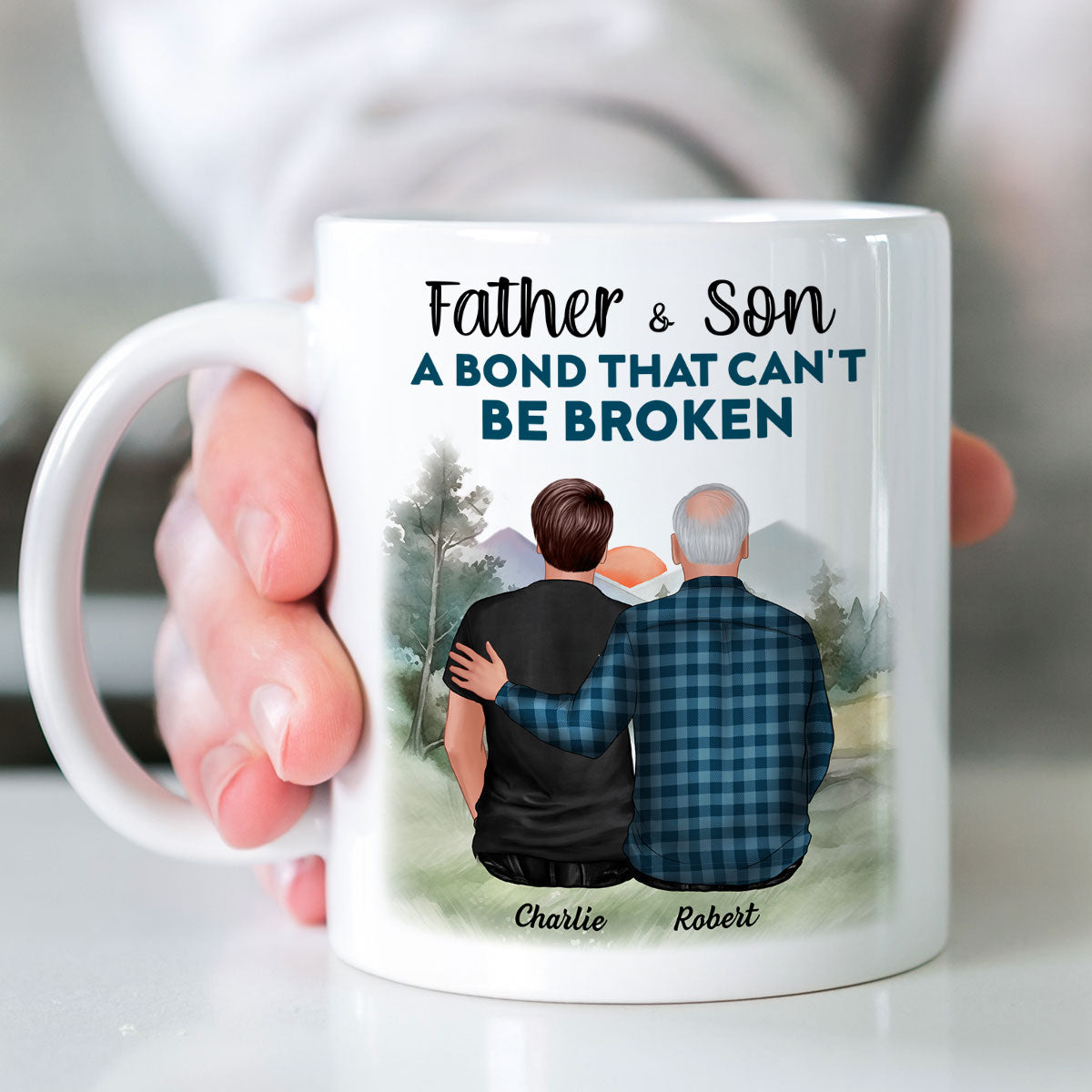 Father And Son Daughter, A Bond That Can't Be Broken Personalized Mug, Father's Day Gift For Dad, For Husband, For Him