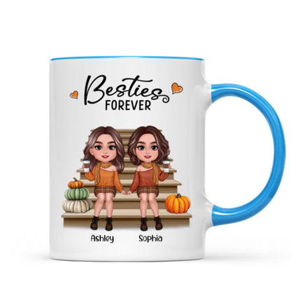 Fall Season Best Friends Sisters Sitting On Stair Personalized Mug