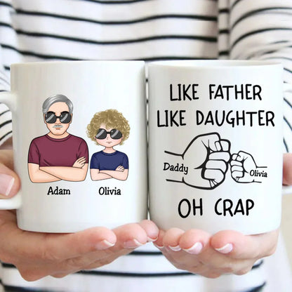 OH CRAP Fist-Bump Duo White Ceramic Mug, Custom Fist-Bump Cup, Creative Fathers Day Gift from Daughter