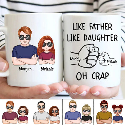 OH CRAP Fist-Bump Duo White Ceramic Mug, Custom Fist-Bump Cup, Creative Fathers Day Gift from Daughter