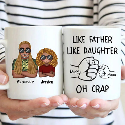 OH CRAP Fist-Bump Duo White Ceramic Mug, Custom Fist-Bump Cup, Creative Fathers Day Gift from Daughter
