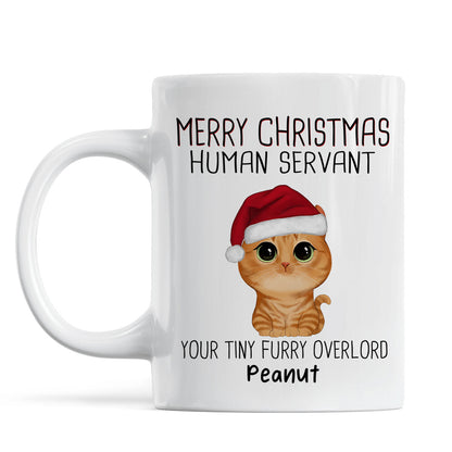 Watercolor Cute Cats Merry Christmas Human Servant Personalized Mug
