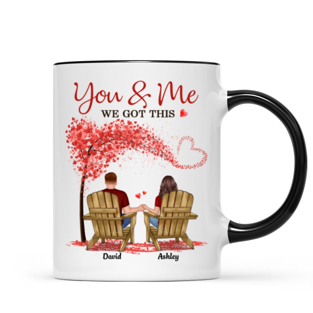 Couple Sitting Back View Under Heart Tree Personalized Circle Mug