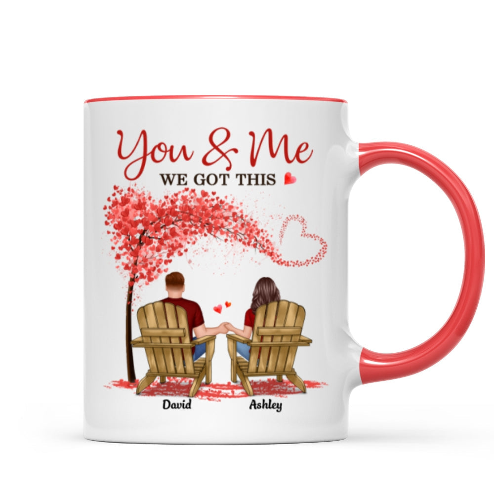 Couple Sitting Back View Under Heart Tree Personalized Circle Mug