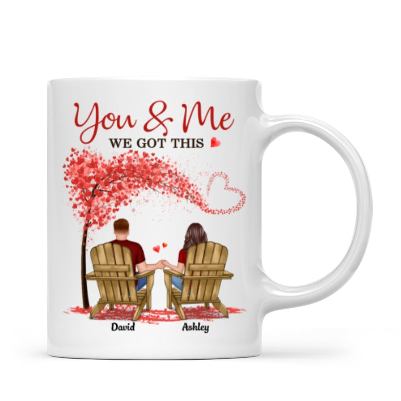 Couple Sitting Back View Under Heart Tree Personalized Circle Mug