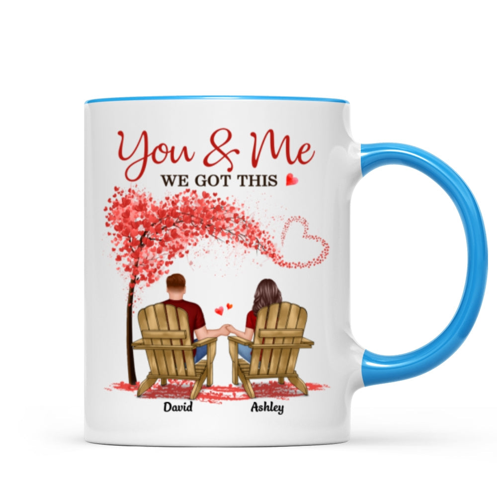 Couple Sitting Back View Under Heart Tree Personalized Circle Mug
