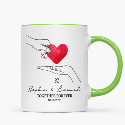 Give You My Heart Couple Hands Personalized Mug, gift, Anniversary gift for Couples