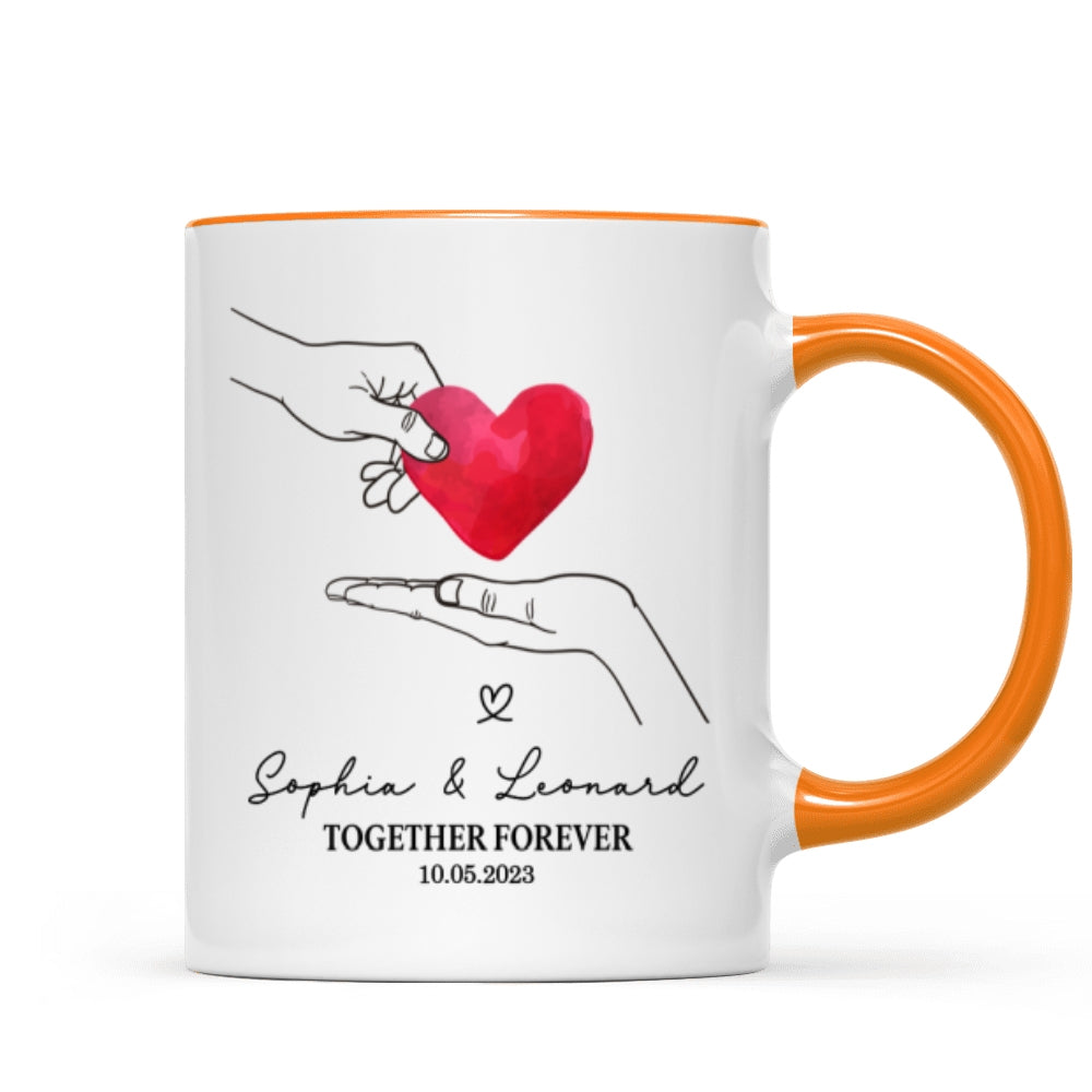 Give You My Heart Couple Hands Personalized Mug, gift, Anniversary gift for Couples