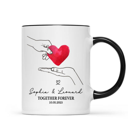 Give You My Heart Couple Hands Personalized Mug, gift, Anniversary gift for Couples