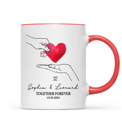 Give You My Heart Couple Hands Personalized Mug, gift, Anniversary gift for Couples