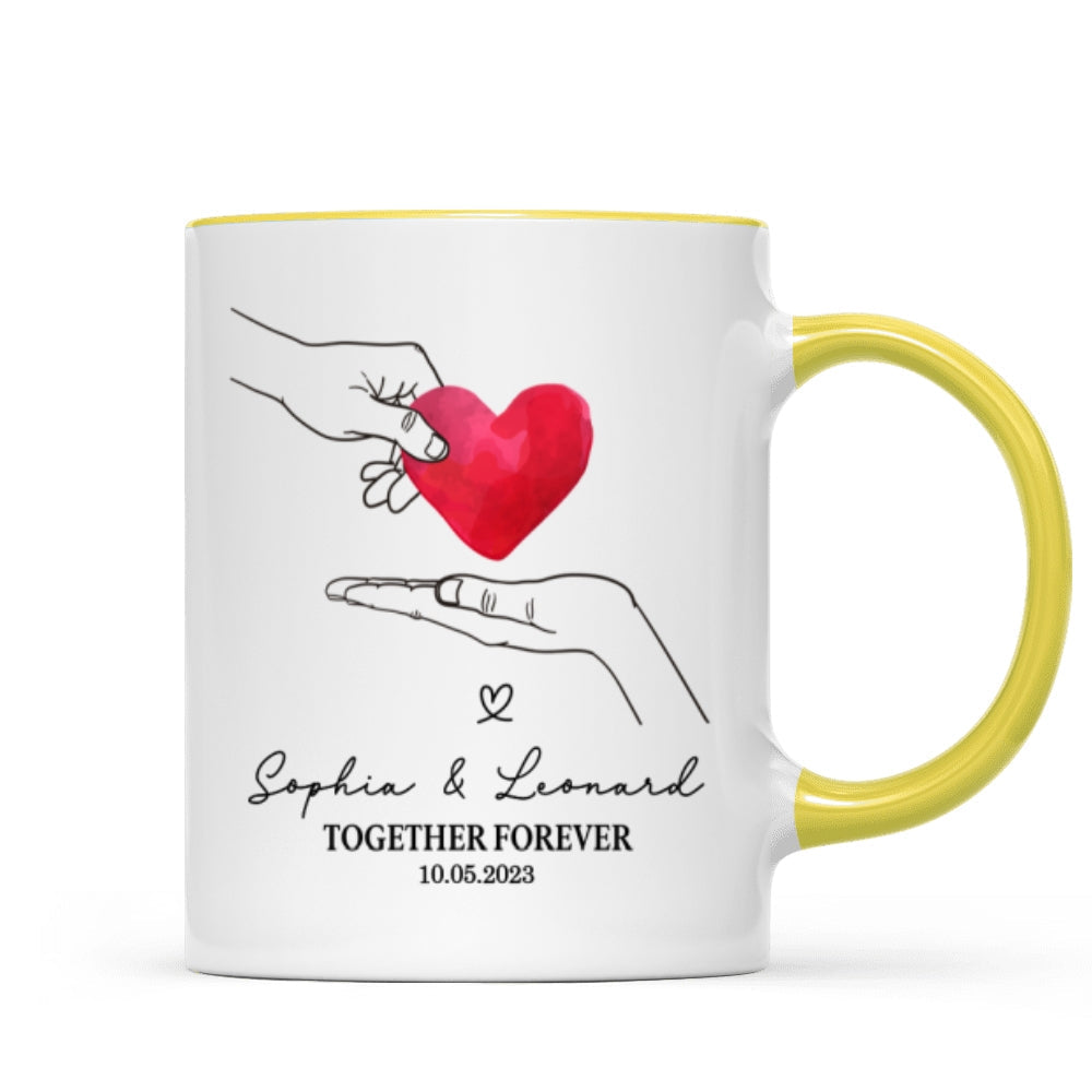 Give You My Heart Couple Hands Personalized Mug, gift, Anniversary gift for Couples