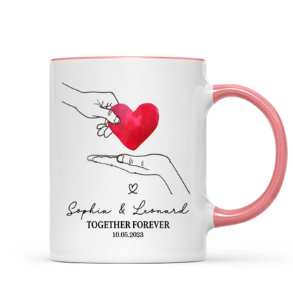Give You My Heart Couple Hands Personalized Mug, gift, Anniversary gift for Couples