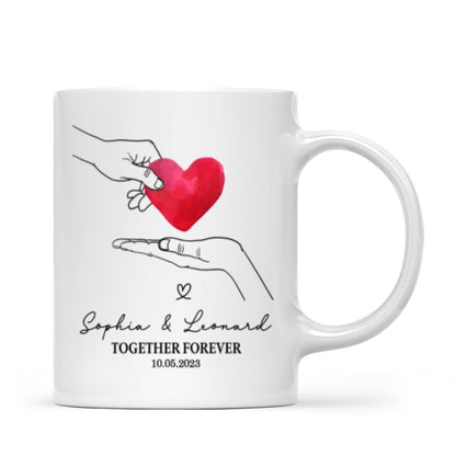 Give You My Heart Couple Hands Personalized Mug, gift, Anniversary gift for Couples