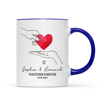 Give You My Heart Couple Hands Personalized Mug, gift, Anniversary gift for Couples