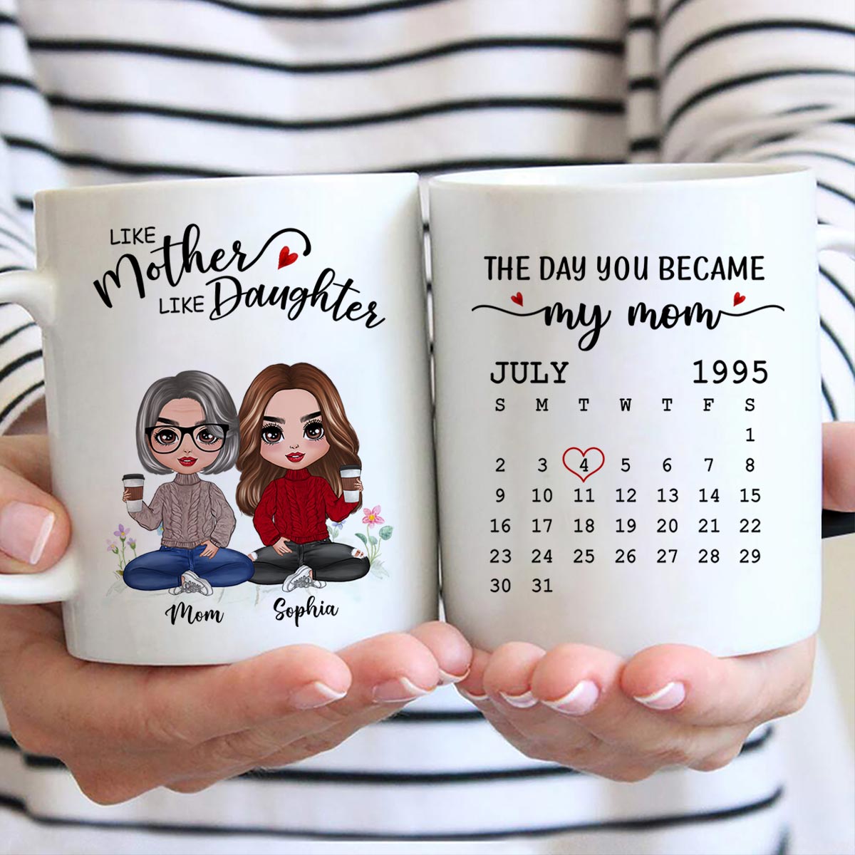 Doll Like Mother Daughter The Day You Became My Mom Calendar Date Mother's Day Gift For Mom Personalized Mug