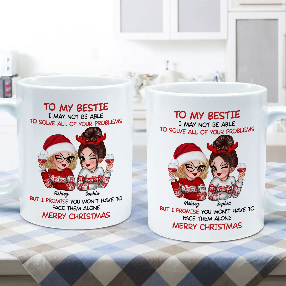 To My Bestie Sassy Girls Personalized Mug, Funny Christmas Gift For Sisters