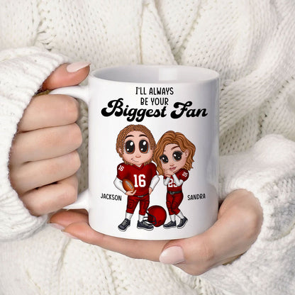 Personalized Y2K Football Couple Mug, Gift for Couples