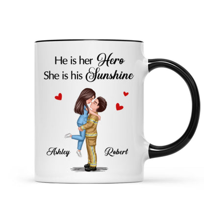 Her Hero His Sunshine Couple Valentine's Day Gifts by Occupation Gift For Her Gift For Him Firefighter, Nurse, Police Officer Personalized Mug