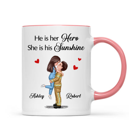 Her Hero His Sunshine Couple Valentine's Day Gifts by Occupation Gift For Her Gift For Him Firefighter, Nurse, Police Officer Personalized Mug
