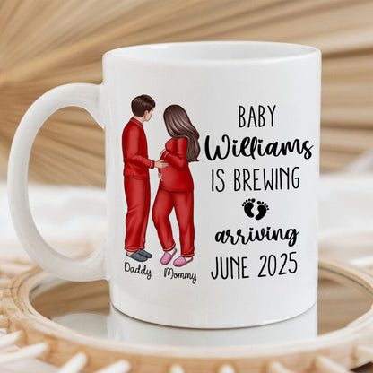 Baby Is Brewing Pregnancy Couple Personalized Mug Expecting Mom Gift, Expecting Parents Gift, Gift
