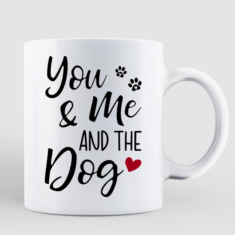 You & Me And The Dogs Back View Couple Personalized Mug