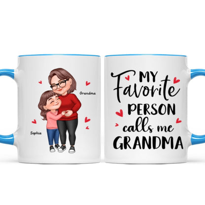My Favorite People Call Me Grandma Cartoon Grandma Grandkids Hugging Personalized Mug