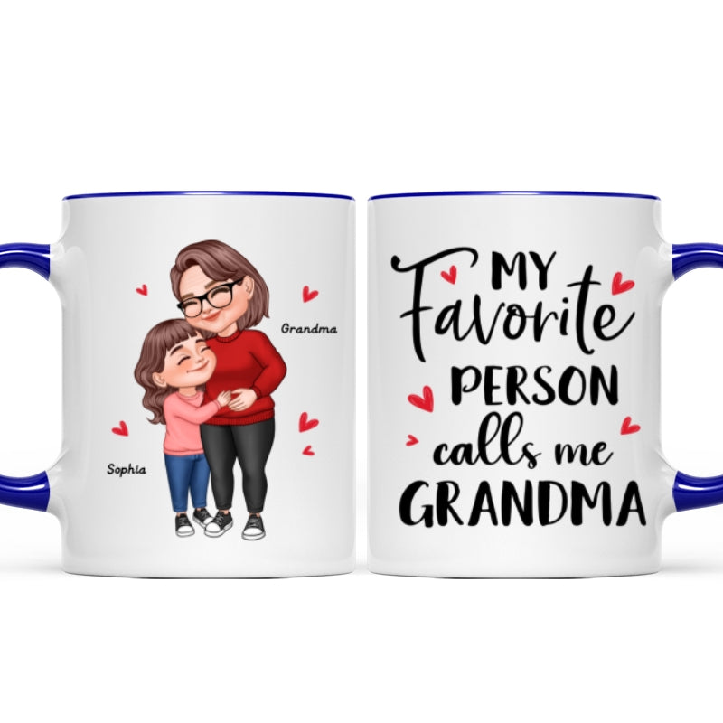 My Favorite People Call Me Grandma Cartoon Grandma Grandkids Hugging Personalized Mug