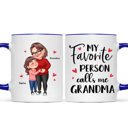My Favorite People Call Me Grandma Cartoon Grandma Grandkids Hugging Personalized Mug