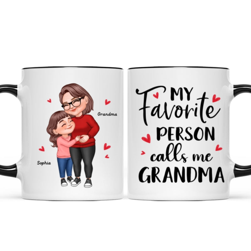 My Favorite People Call Me Grandma Cartoon Grandma Grandkids Hugging Personalized Mug