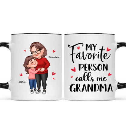 My Favorite People Call Me Grandma Cartoon Grandma Grandkids Hugging Personalized Mug