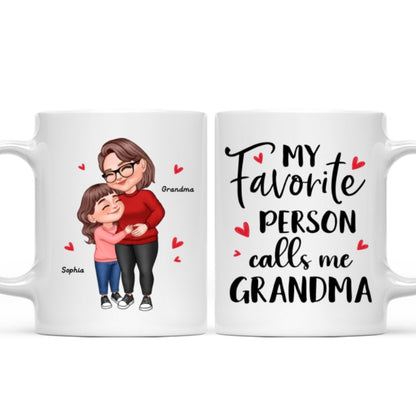 My Favorite People Call Me Grandma Cartoon Grandma Grandkids Hugging Personalized Mug