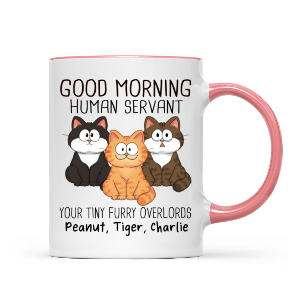 Adorable Cats Sitting Good Morning Cat Human Servant Personalized Mug
