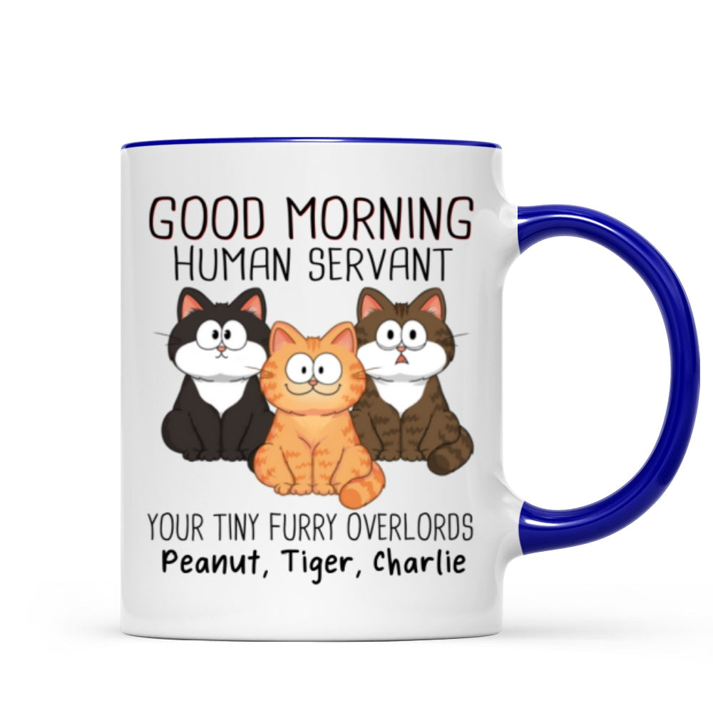 Adorable Cats Sitting Good Morning Cat Human Servant Personalized Mug
