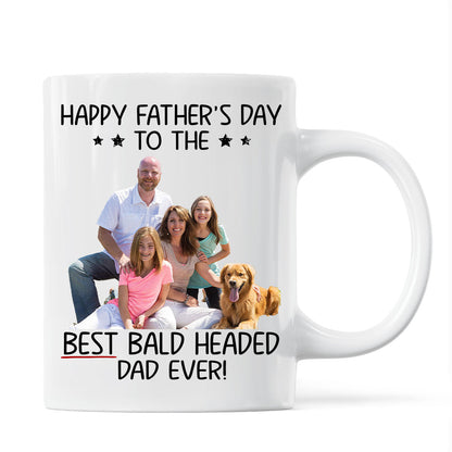Behind Spoiled Daughter Is Bald Headed Father Photo Inserted Funny Father's Day Gift For Dad Personalized Mug