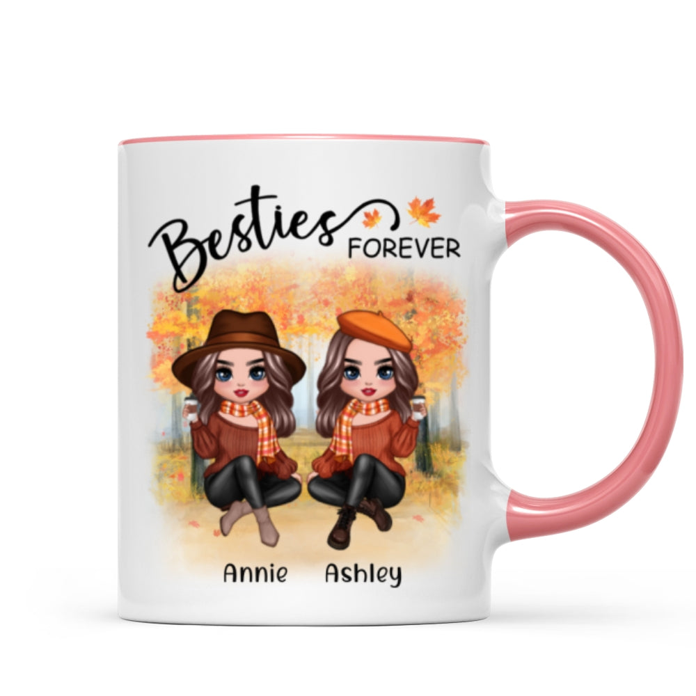 Doll Best Friends Besties Sitting Fall Season Personalized Mug