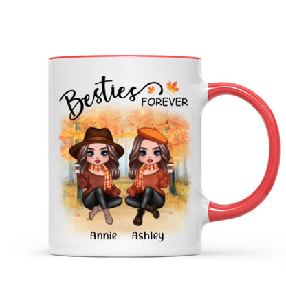 Doll Best Friends Besties Sitting Fall Season Personalized Mug