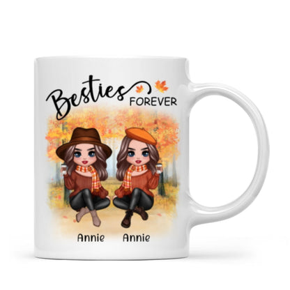 Doll Best Friends Besties Sitting Fall Season Personalized Mug