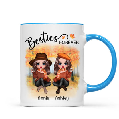 Doll Best Friends Besties Sitting Fall Season Personalized Mug