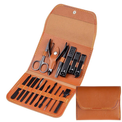 16Pcs Nail Clipper & Grooming Kit With Carry Bag